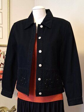 New Classic Black Long Sleeve Denim Jacket Casual Embroidery Jean Jackets 10